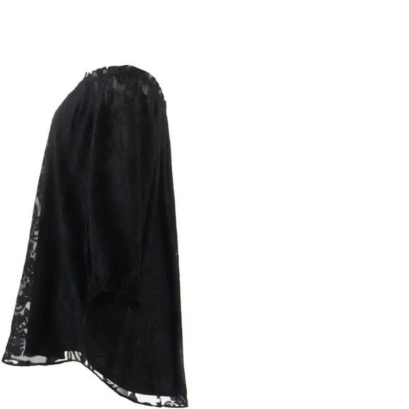 Colleen Lopez MED Black Semi Sheer Burnout Convertible Neck Blouson Top Ties NWT - Picture 4 of 9